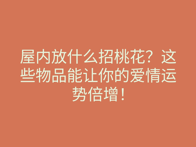 屋内放什么招桃花?这些物品能让你的爱情运势倍增!
