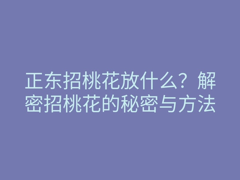 正东招桃花放什么?解密招桃花的秘密与方法