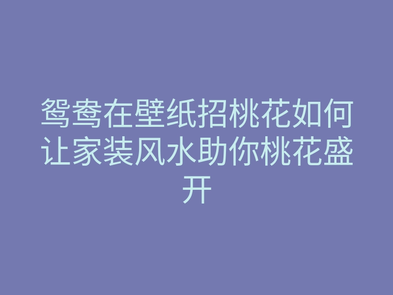鸳鸯在壁纸招桃花如何让家装风水助你桃花盛开