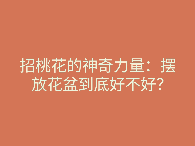 招桃花的神奇力量:摆放花盆到底好不好?