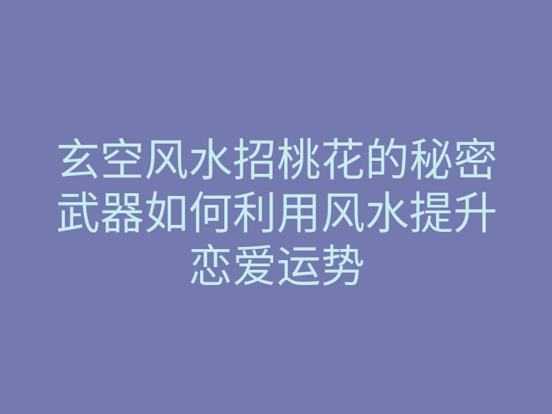 玄空风水招桃花的秘密武器如何利用风水提升恋爱运势