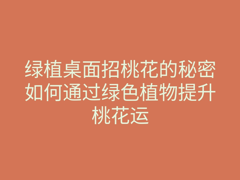 绿植桌面招桃花的秘密如何通过绿色植物提升桃花运