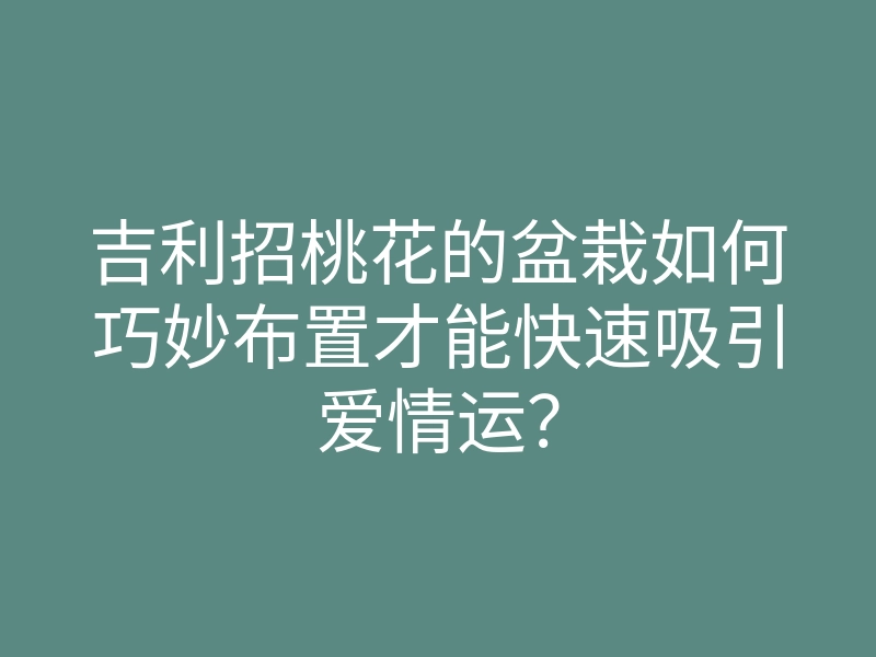吉利招桃花的盆栽如何巧妙布置才能快速吸引爱情运?