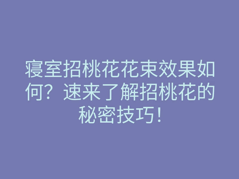 寝室招桃花花束效果如何?速来了解招桃花的秘密技巧!