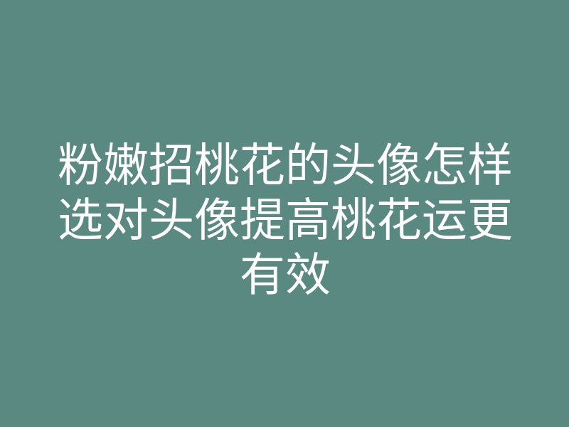 粉嫩招桃花的头像怎样选对头像提高桃花运更有效