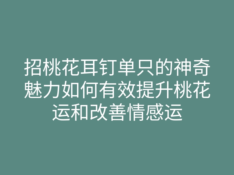 招桃花耳钉单只的神奇魅力如何有效提升桃花运和改善情感运