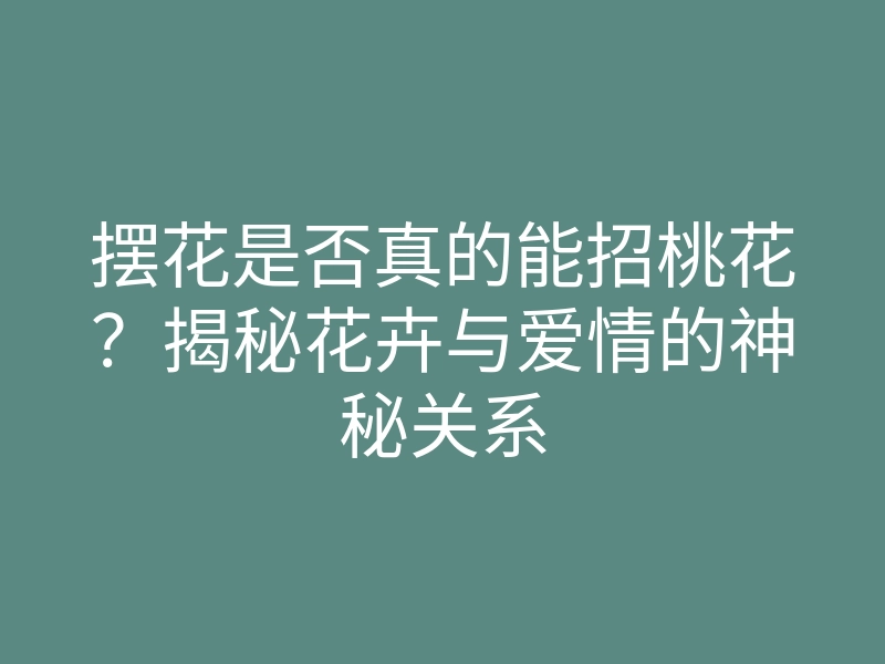 摆花是否真的能招桃花?揭秘花卉与爱情的神秘关系
