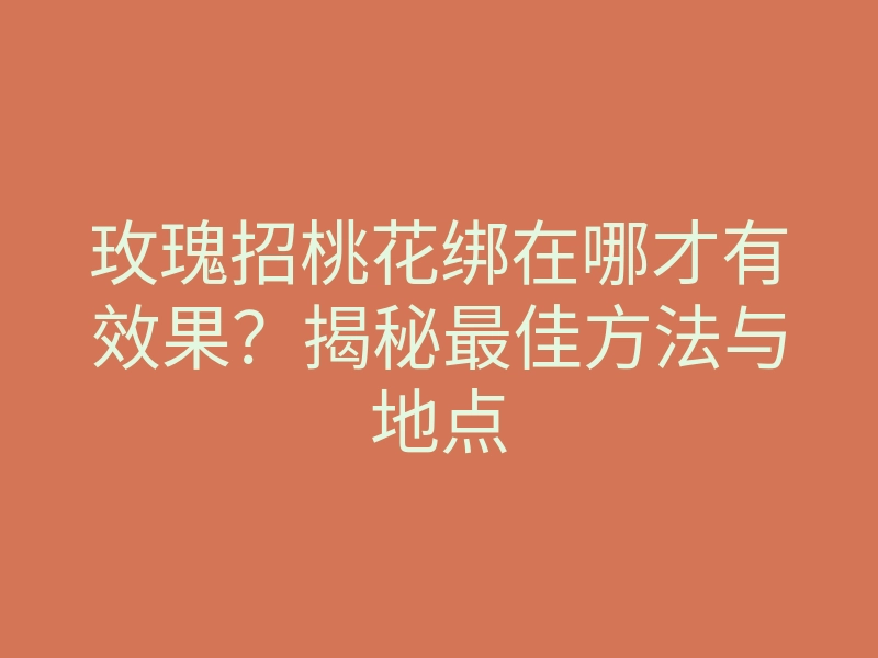 玫瑰招桃花绑在哪才有效果?揭秘最佳方法与地点