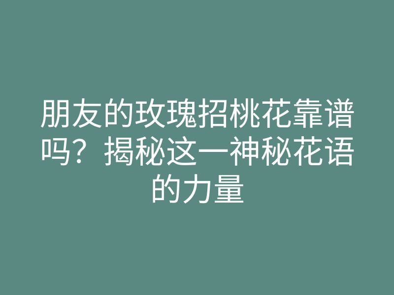 朋友的玫瑰招桃花靠谱吗?揭秘这一神秘花语的力量