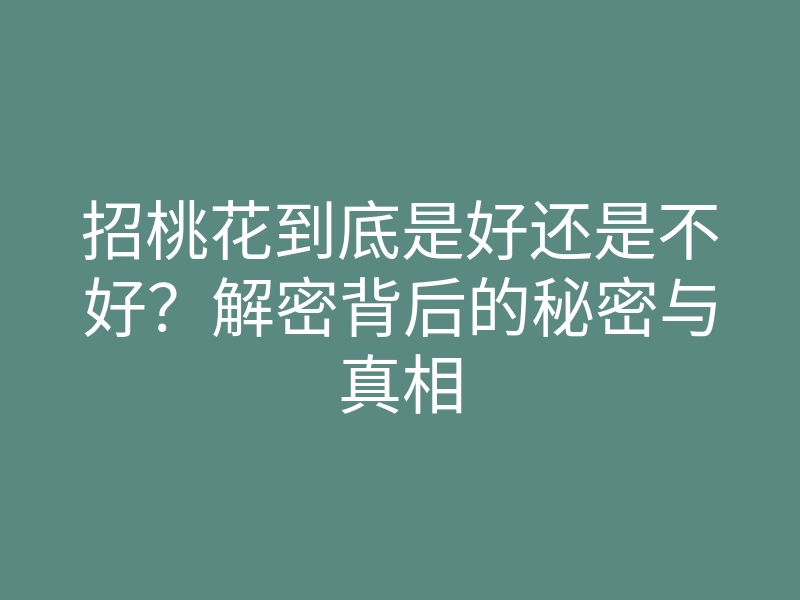 招桃花到底是好还是不好？解密背后的秘密与真相
