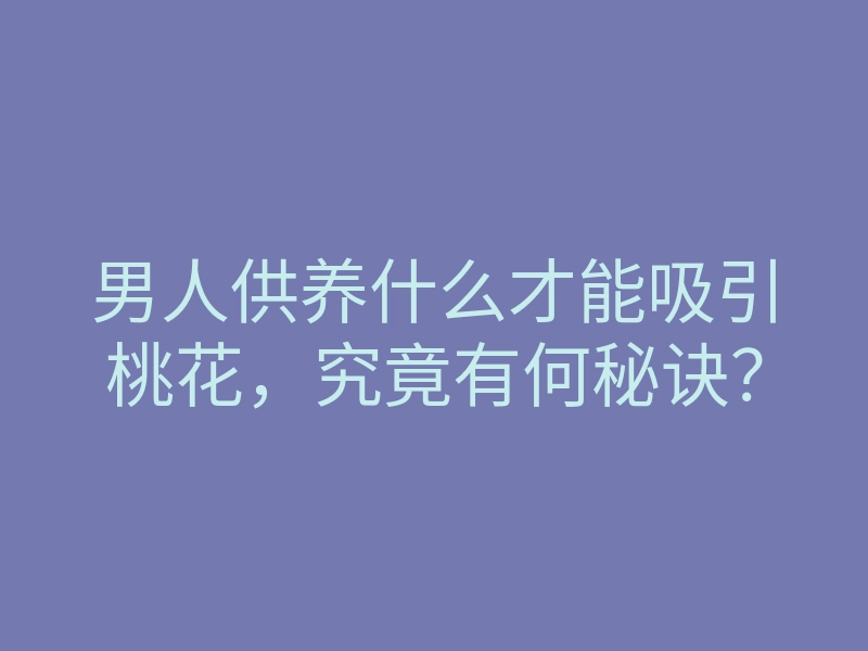 男人供养什么才能吸引桃花,究竟有何秘诀?