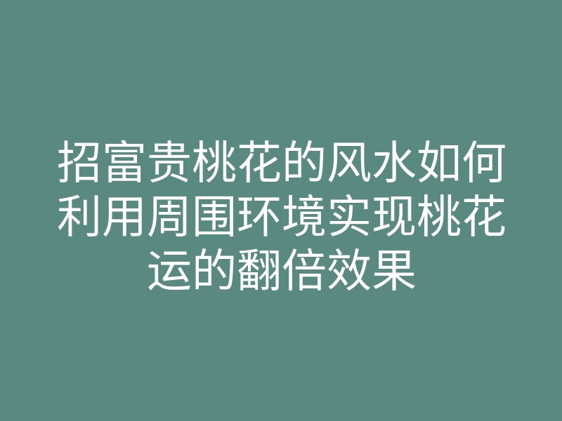 招富贵桃花的风水如何利用周围环境实现桃花运的翻倍效果