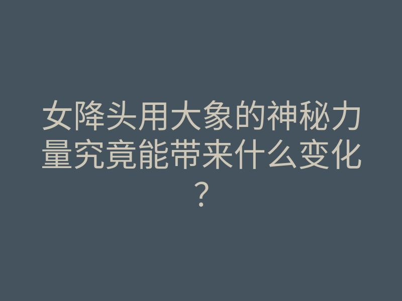 女降头用大象的神秘力量究竟能带来什么变化?