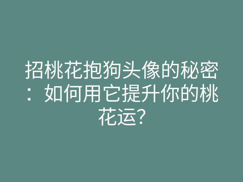 招桃花抱狗头像的秘密:如何用它提升你的桃花运?