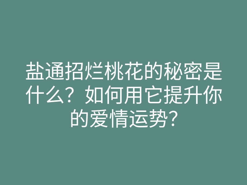 盐通招烂桃花的秘密是什么?如何用它提升你的爱情运势?