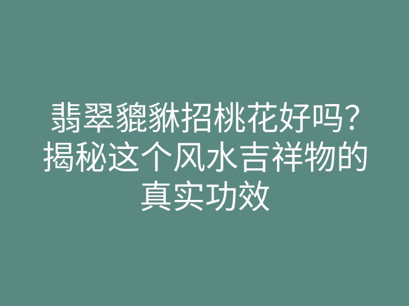 翡翠貔貅招桃花好吗？揭秘这个风水吉祥物的真实功效