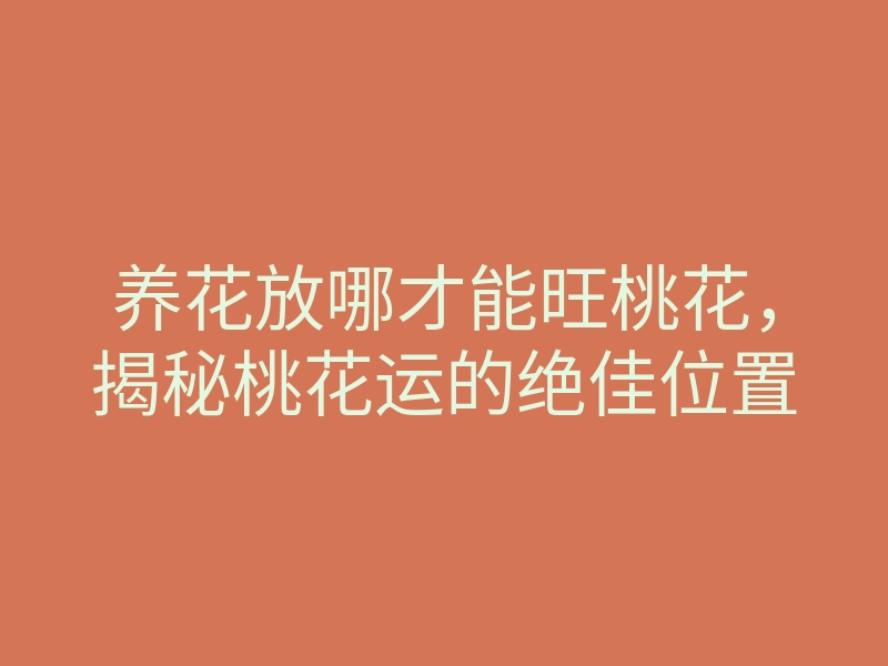 养花放哪才能旺桃花,揭秘桃花运的绝佳位置