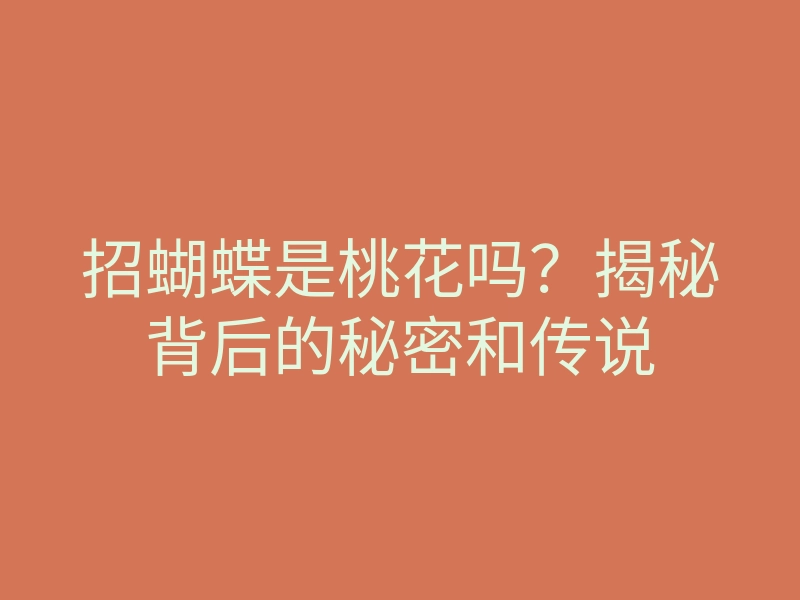 招蝴蝶是桃花吗？揭秘背后的秘密和传说