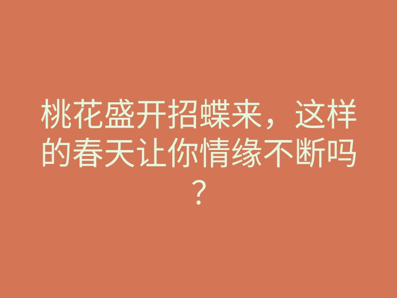桃花盛开招蝶来,这样的春天让你情缘不断吗?