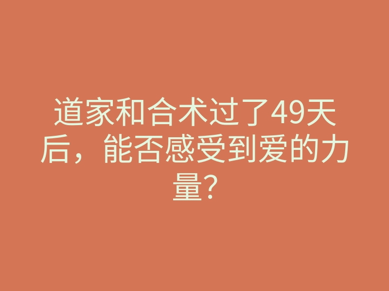 道家和合术过了49天后,能否感受到爱的力量?
