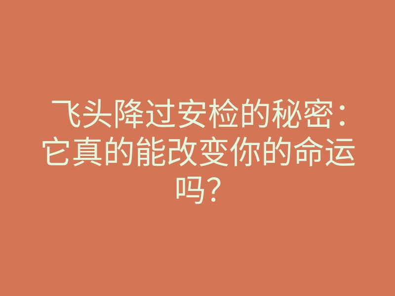 飞头降过安检的秘密:它真的能改变你的命运吗?