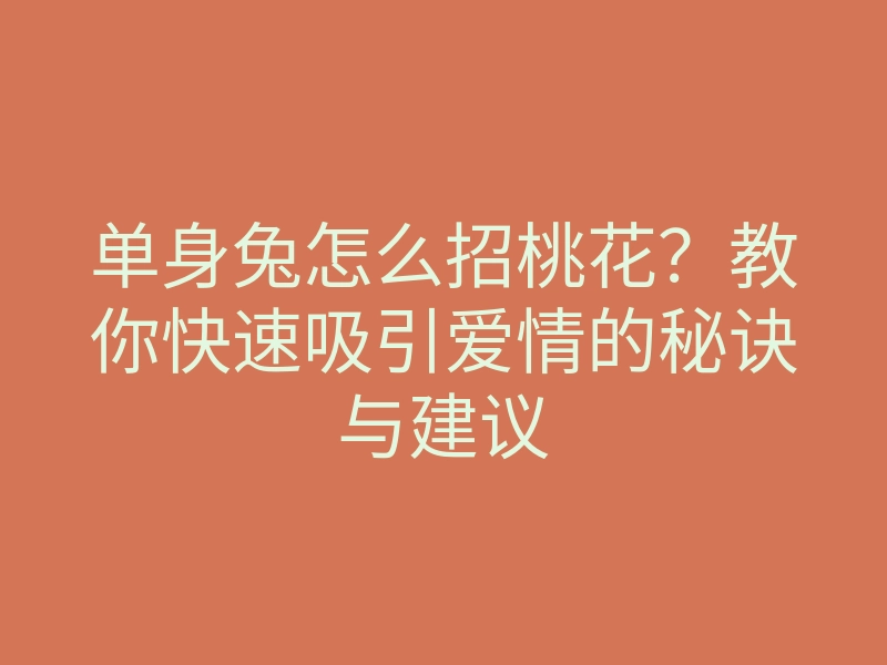 单身兔怎么招桃花?教你快速吸引爱情的秘诀与建议