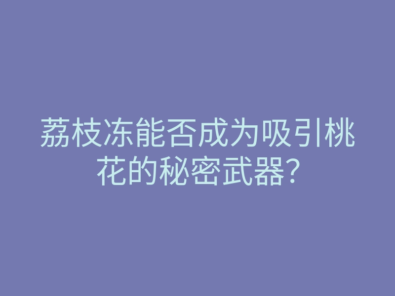 荔枝冻能否成为吸引桃花的秘密武器?