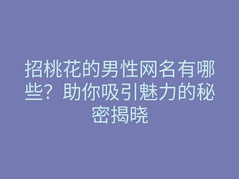 招桃花的男性网名有哪些?助你吸引魅力的秘密揭晓