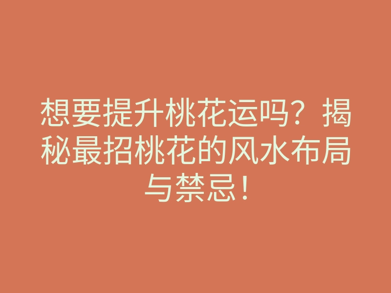 想要提升桃花运吗？揭秘最招桃花的风水布局与禁忌！