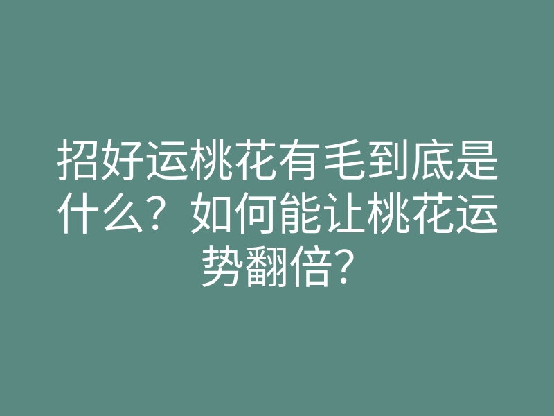 招好运桃花有毛到底是什么?如何能让桃花运势翻倍?