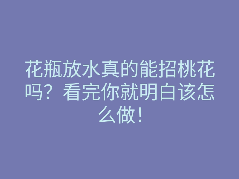 花瓶放水真的能招桃花吗？看完你就明白该怎么做！
