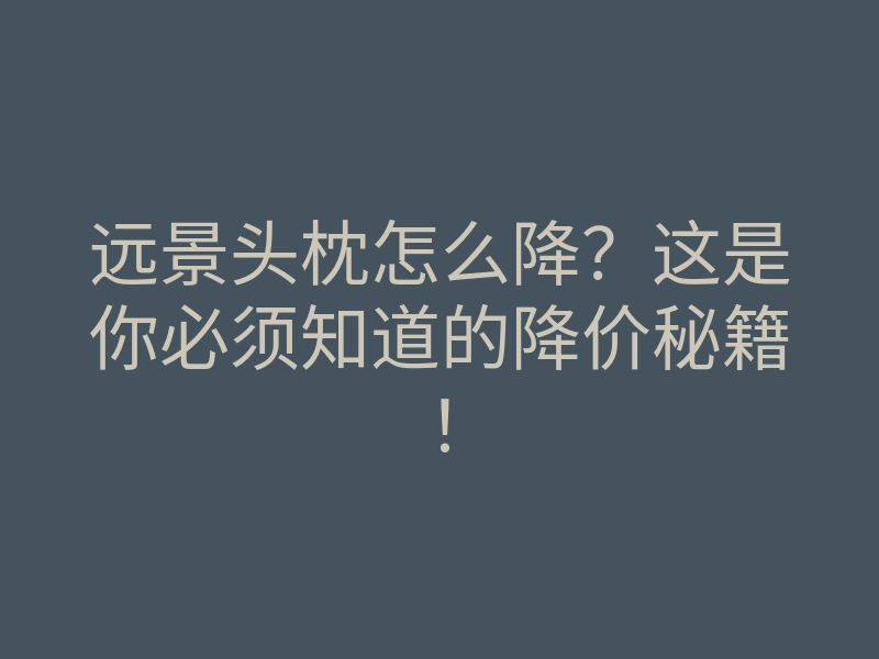 远景头枕怎么降？这是你必须知道的降价秘籍！