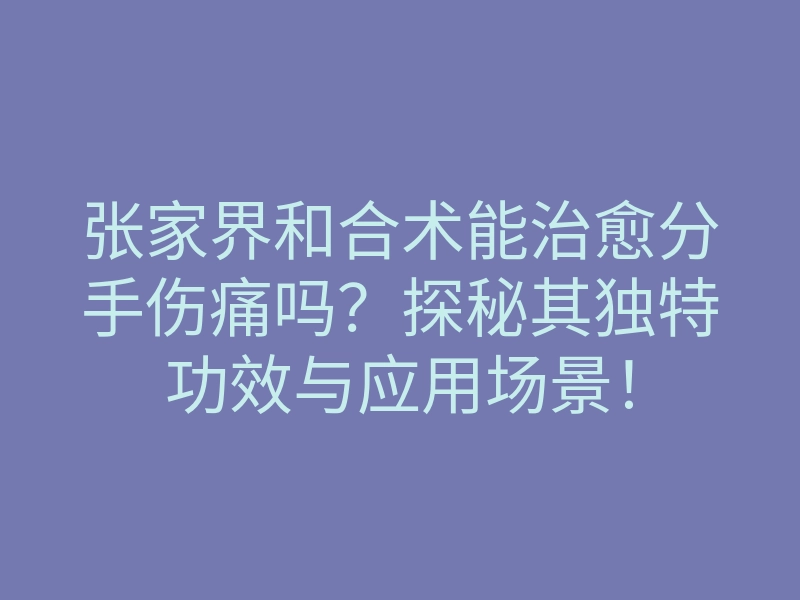 张家界和合术能治愈分手伤痛吗?探秘其独特功效与应用场景!