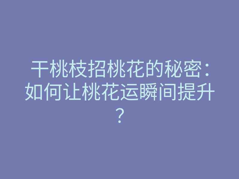 干桃枝招桃花的秘密:如何让桃花运瞬间提升?