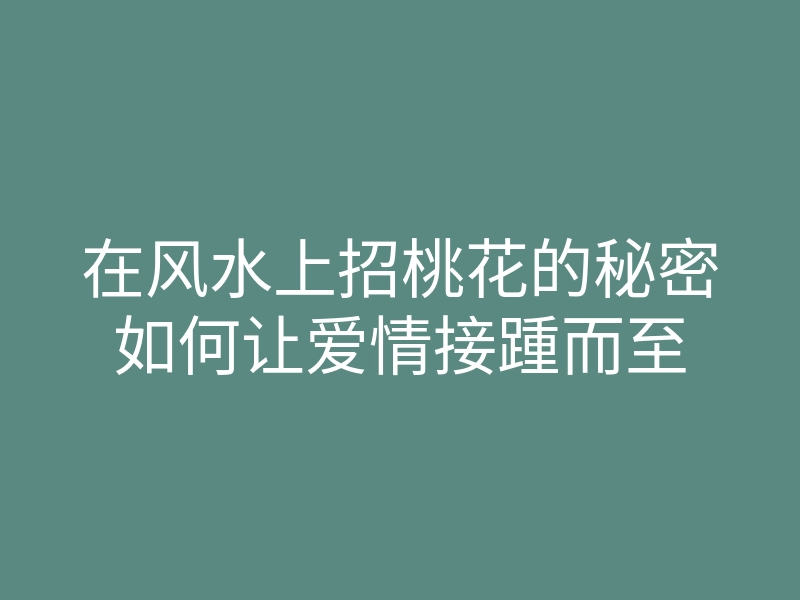 在风水上招桃花的秘密如何让爱情接踵而至