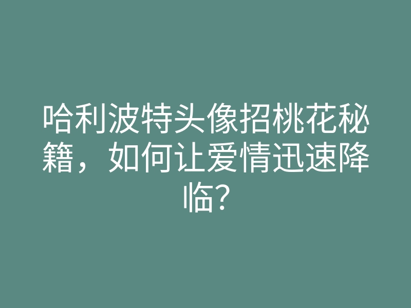 哈利波特头像招桃花秘籍,如何让爱情迅速降临?