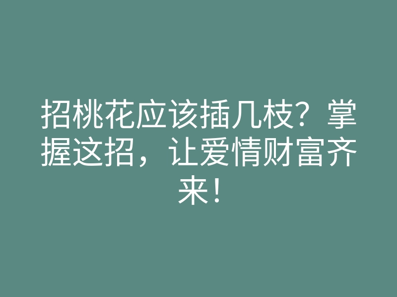招桃花应该插几枝?掌握这招,让爱情财富齐来!