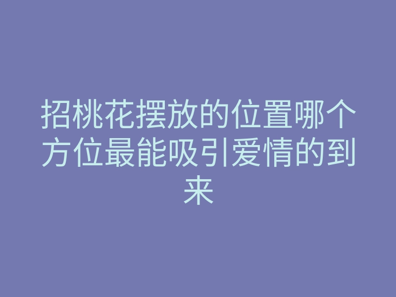 招桃花摆放的位置哪个方位最能吸引爱情的到来