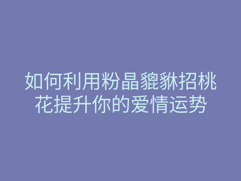 如何利用粉晶貔貅招桃花提升你的爱情运势