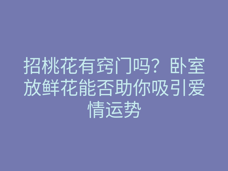 招桃花有窍门吗?卧室放鲜花能否助你吸引爱情运势