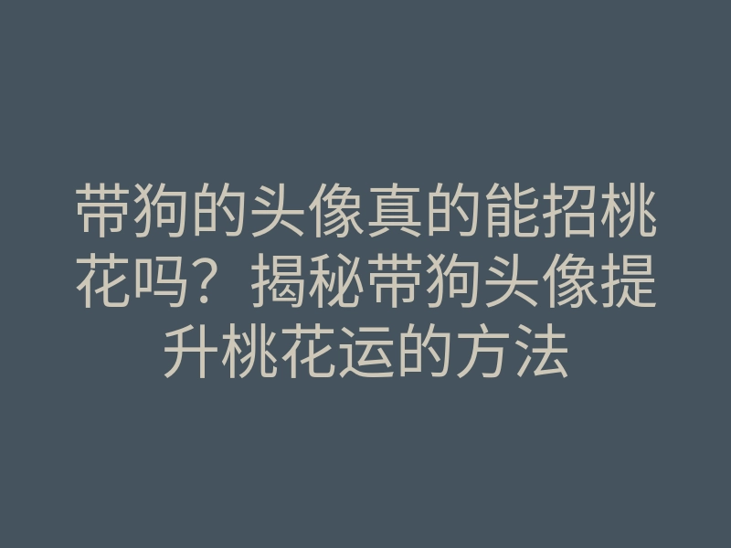 带狗的头像真的能招桃花吗?揭秘带狗头像提升桃花运的方法