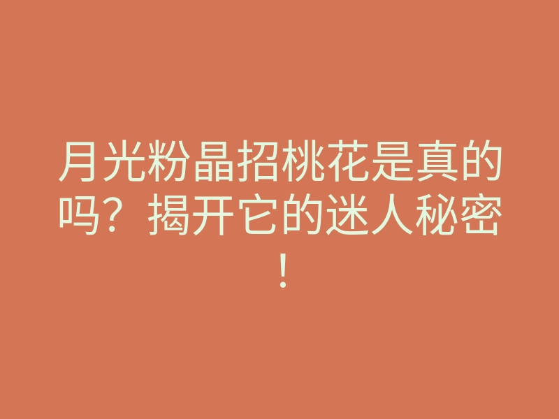 月光粉晶招桃花是真的吗？揭开它的迷人秘密！