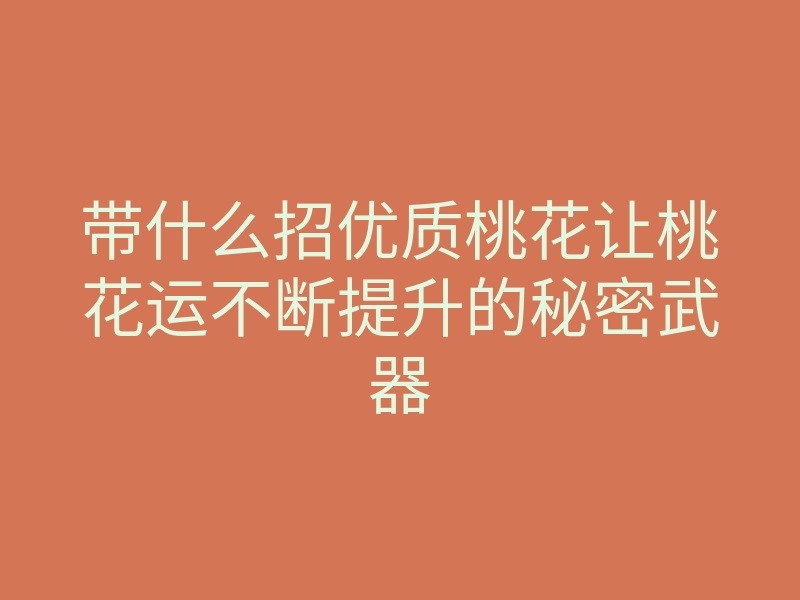 带什么招优质桃花让桃花运不断提升的秘密武器