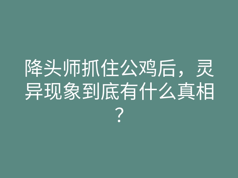 降头师抓住公鸡后,灵异现象到底有什么真相?