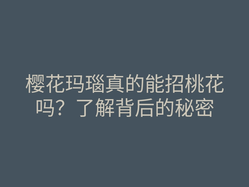 樱花玛瑙真的能招桃花吗?了解背后的秘密