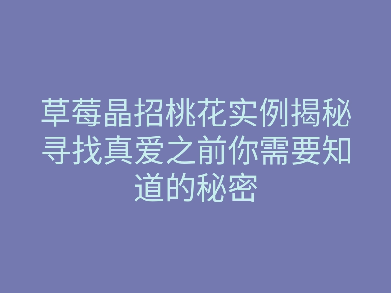 草莓晶招桃花实例揭秘寻找真爱之前你需要知道的秘密