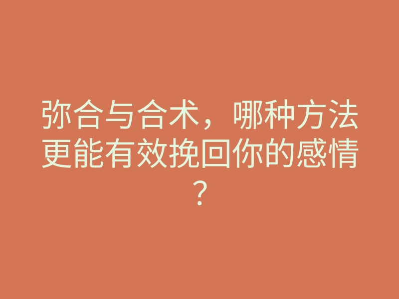 弥合与合术,哪种方法更能有效挽回你的感情?