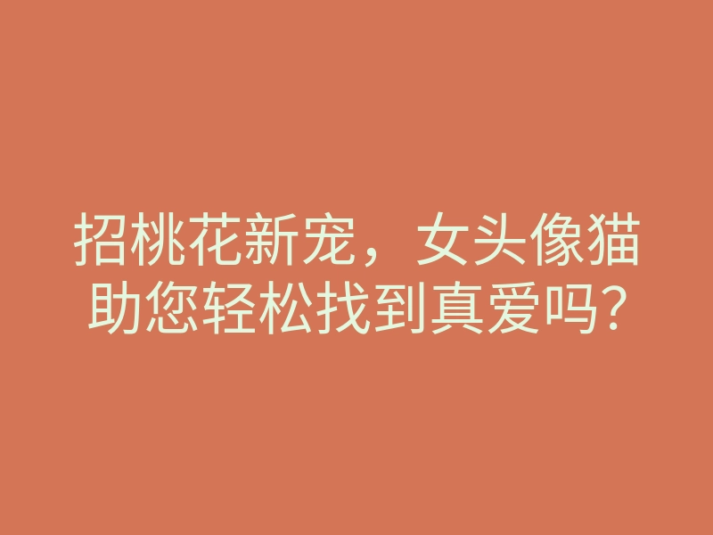 招桃花新宠,女头像猫助您轻松找到真爱吗?