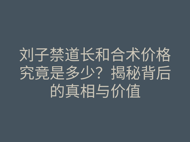 刘子禁道长和合术价格究竟是多少?揭秘背后的真相与价值