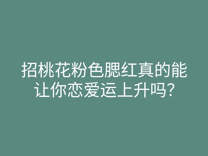 招桃花粉色腮红真的能让你恋爱运上升吗?